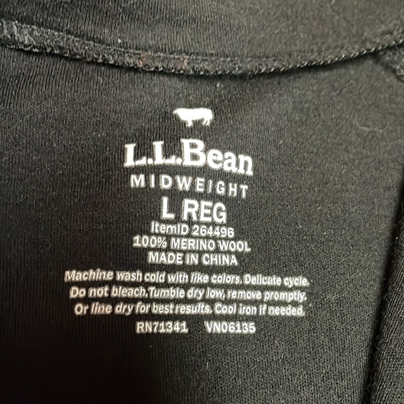L.L. Bean Men’s Merino Wool Midweight 1/4 Zip Baselayer Size L. - Picture 4 of 7